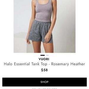 Vuori Halo Essential Tank Top in Rosemary Heather NWOT